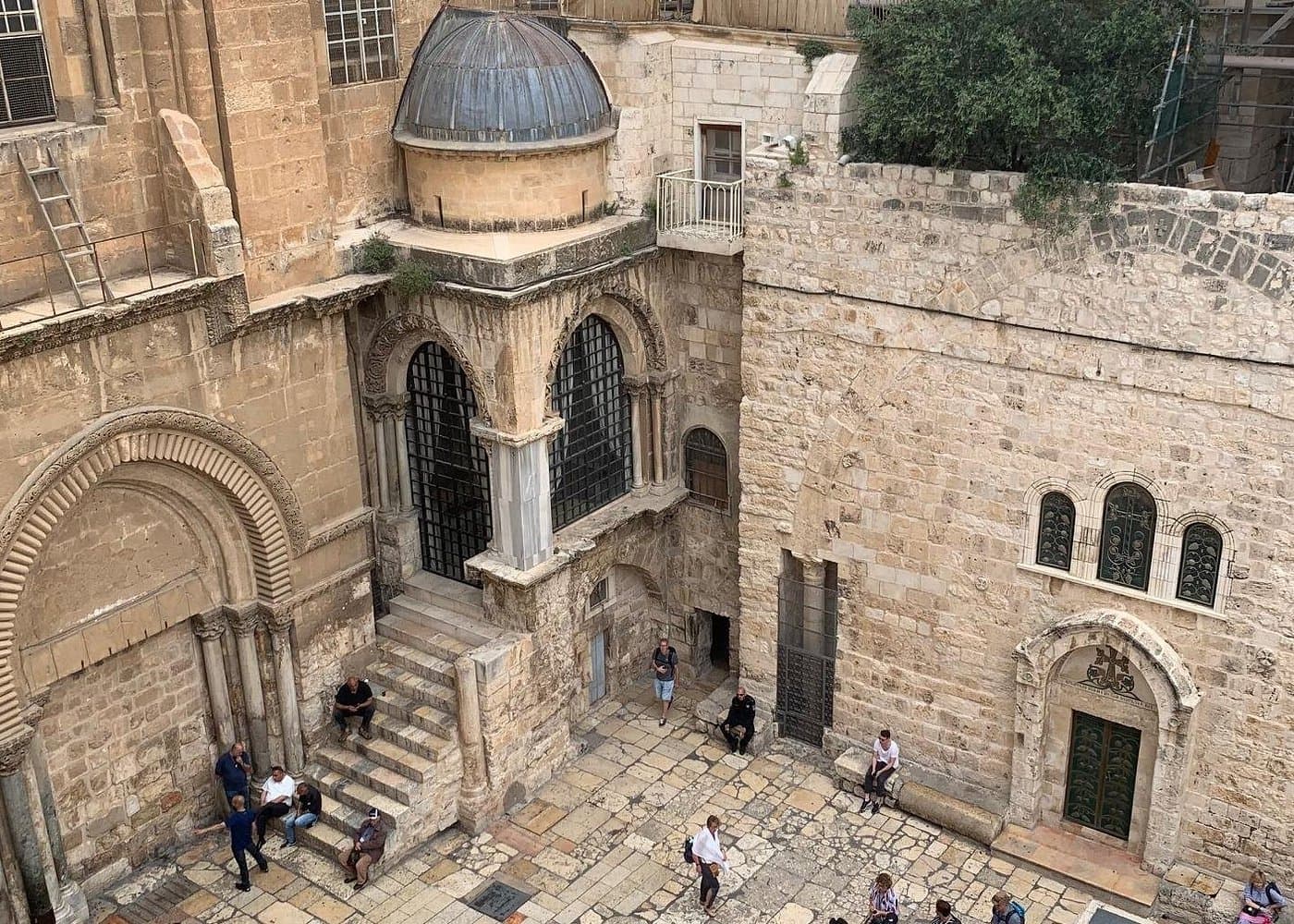 The courtyard of the Church of the Holy Sepulchre in the Old City of Jerusalem